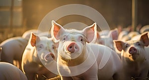 AI generated illustration of a group of domesticated pigs