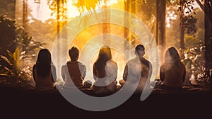 AI generated illustration of a group of people engaging in outdoor meditation photo
