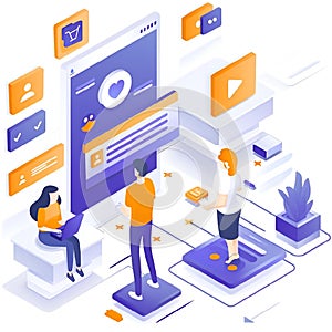 AI generated illustration of a group of people working on electronic devices