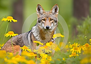 A Coyote looking straight to the camera