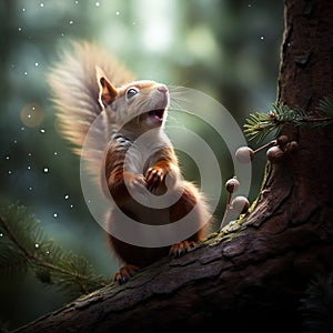 Red squirrel squeaks photo