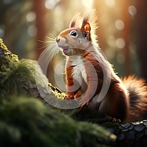 Red squirrel squeaks photo
