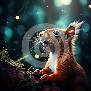 Red squirrel squeaks photo