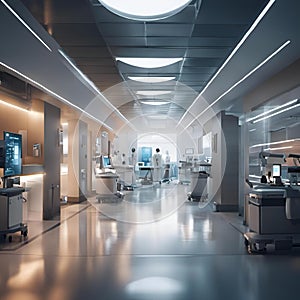 hospital rooms with medical equipment in the hallway of a hospital