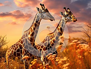 Two Giraffes Together Wildlife Animals