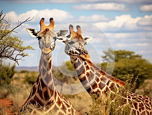 Two Giraffes Together Wildlife Animals