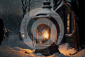 AI generated illustration of a lantern at Winter Abend.