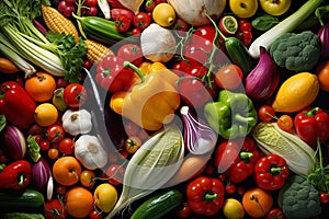 AI generated illustration of a large and colorful assortment of fresh vegetables