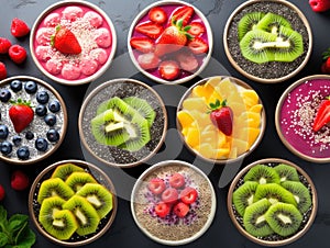 AI generated illustration of a lavish display of beautiful and delicious fruit assorted fruits