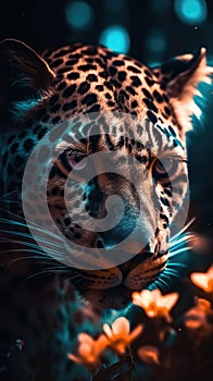 AI generated illustration of a leopard in its natural habitat