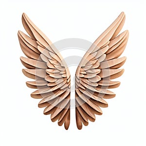 AI-generated illustration of light brown angel wings against a white background