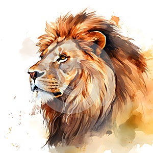 AI generated illustration of a lion& x27;s face adorned with vibrant paint splashes