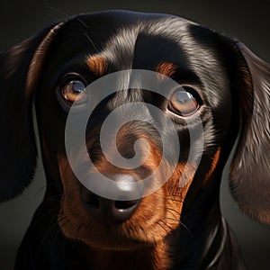 AI generated illustration of a lively brown dachshund with a glossy coat of fur