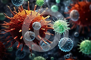 AI generated illustration of a macro of virus cells
