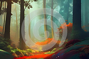 AI-generated illustration of a magical forest