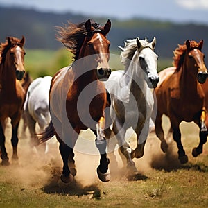 AI generated illustration of a magnificent herd of horses