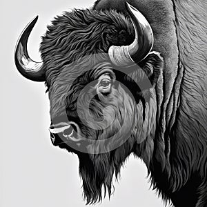 AI-generated illustration of a majestic bison against the backdrop of a desert landscape photo
