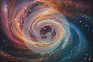 AI generated illustration of a majestic celestial space scene of a spiral galaxy
