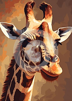 AI generated illustration of a majestic giraffe set against a vivid sky