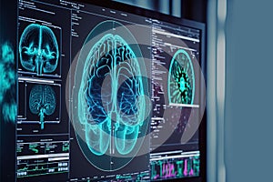 AI-generated illustration of medical research diagnoses human brains scan