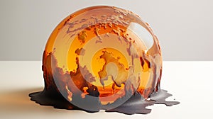 AI generated illustration of a melting globe, depicting the phenomenon of climate change