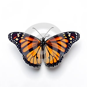 AI generated illustration of a monarch butterfly on a white background