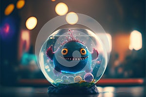 Ai generated illustration of monster in fish tank