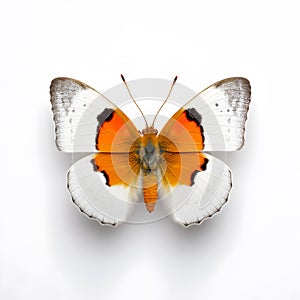 AI generated illustration of an orange-tip butterfly  on a white background