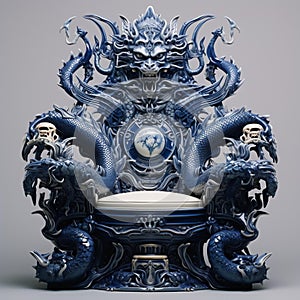 AI generated illustration of an ornately designed throne with intricate decorations