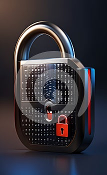 AI generated illustration of a padlock on a dark background