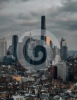 AI generated illustration of a panoramic view of the iconic skyline of New York City