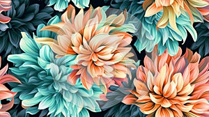 Dalia flower pattern in different colors photo