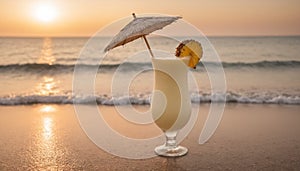 AI generated illustration of Pina Colada on the beach