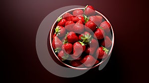 AI generated illustration of a plate filled with freshly picked strawberries