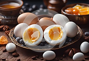 AI generated illustration of a plate of freshly cooked eggs