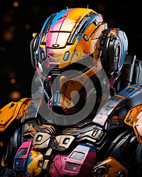 AI generated illustration of a portrait of a futuristic space warrior