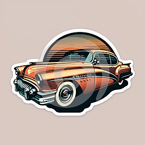 AI generated illustration of a red supercool retro car poster photo