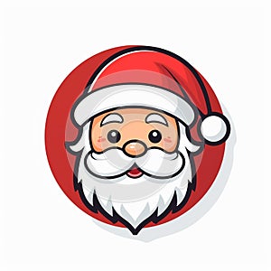 AI generated illustration of a round logo of a jolly Santa Claus face