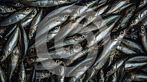 AI generated illustration of sardine fish in a pile