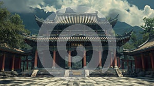 AI generated illustration of a Shaolin temple, an iconic martial arts monastery