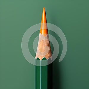 AI generated illustration of a sharpened yellow pencil on a green background