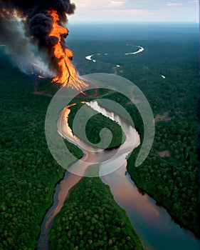 Fire in tropical Amazon forest