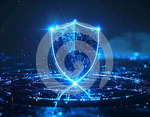 Futuristic Cybersecurity Shield with Digital Data Protection Network Artificial Intelligence Security Technology Concept