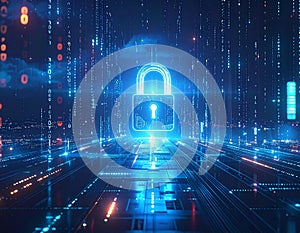 Futuristic Cybersecurity Digital Lock Network Protection Data Encryption Technology Concept with Artificial Intelligence Security