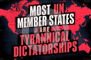 AI generated illustration of a sign stating that majority of UN member states are dictatorships