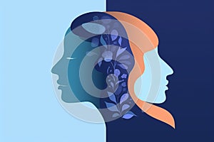 AI generated illustration of the silhouette of the faces of two women