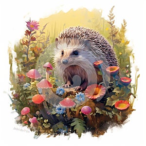 AI generated illustration of a small hedgehog looking up inquisitively with a curious expression