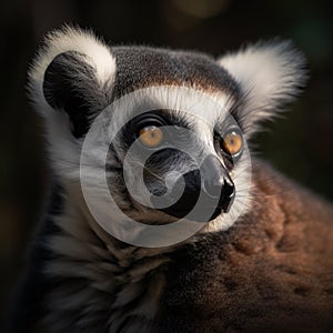 AI-generated illustration of a small, inquisitive-looking lemur gazing into distance