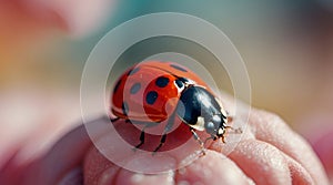 AI generated illustration of a small ladybug perched on a plant