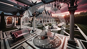 AI generated illustration of a spacious and lavish interior of a grand house